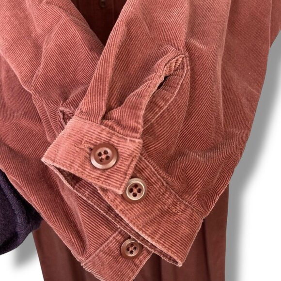 Vintage L.L. Bean Corduroy Button Front Midi Dress Rust Orange Garden Girl - Picture 5 of 9
